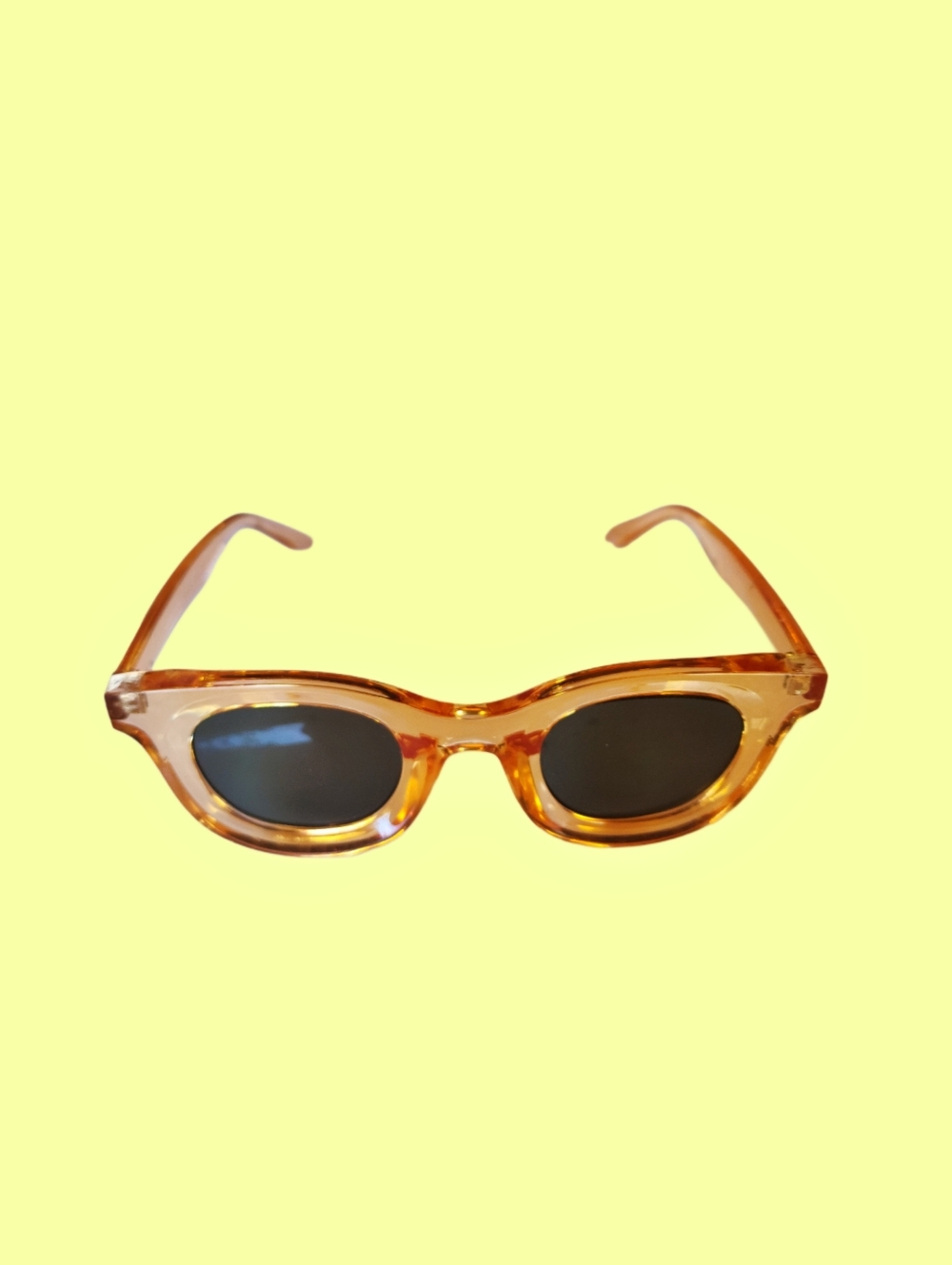 Amber Orange Thick Retro Transparent Frame Sunglasses Polarized Lens - Picture 2 of 4